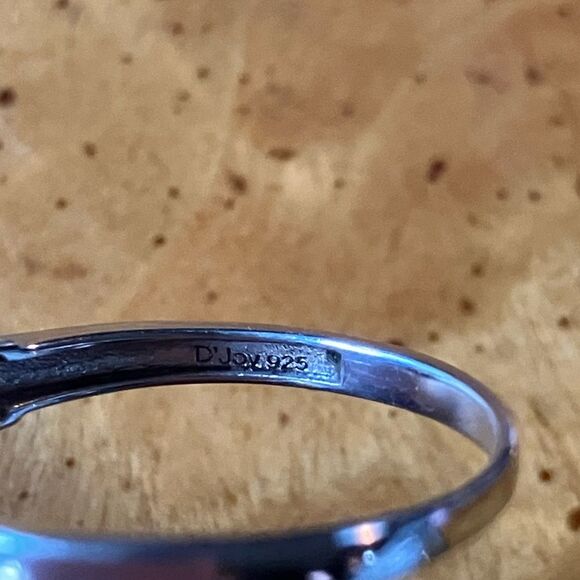 Natural Blue Zircon Moissanite Sterling Silver Ring Size 9 - Picture 6 of 9